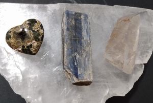 Ocean Jasper blue kyanite and quartz point